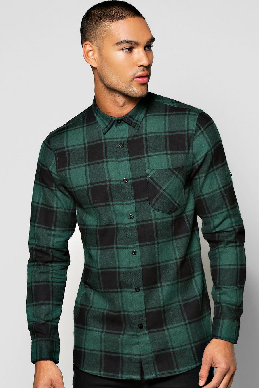 Khaki Long Sleeve Buffalo Brushed Flannel Shirt image number 1