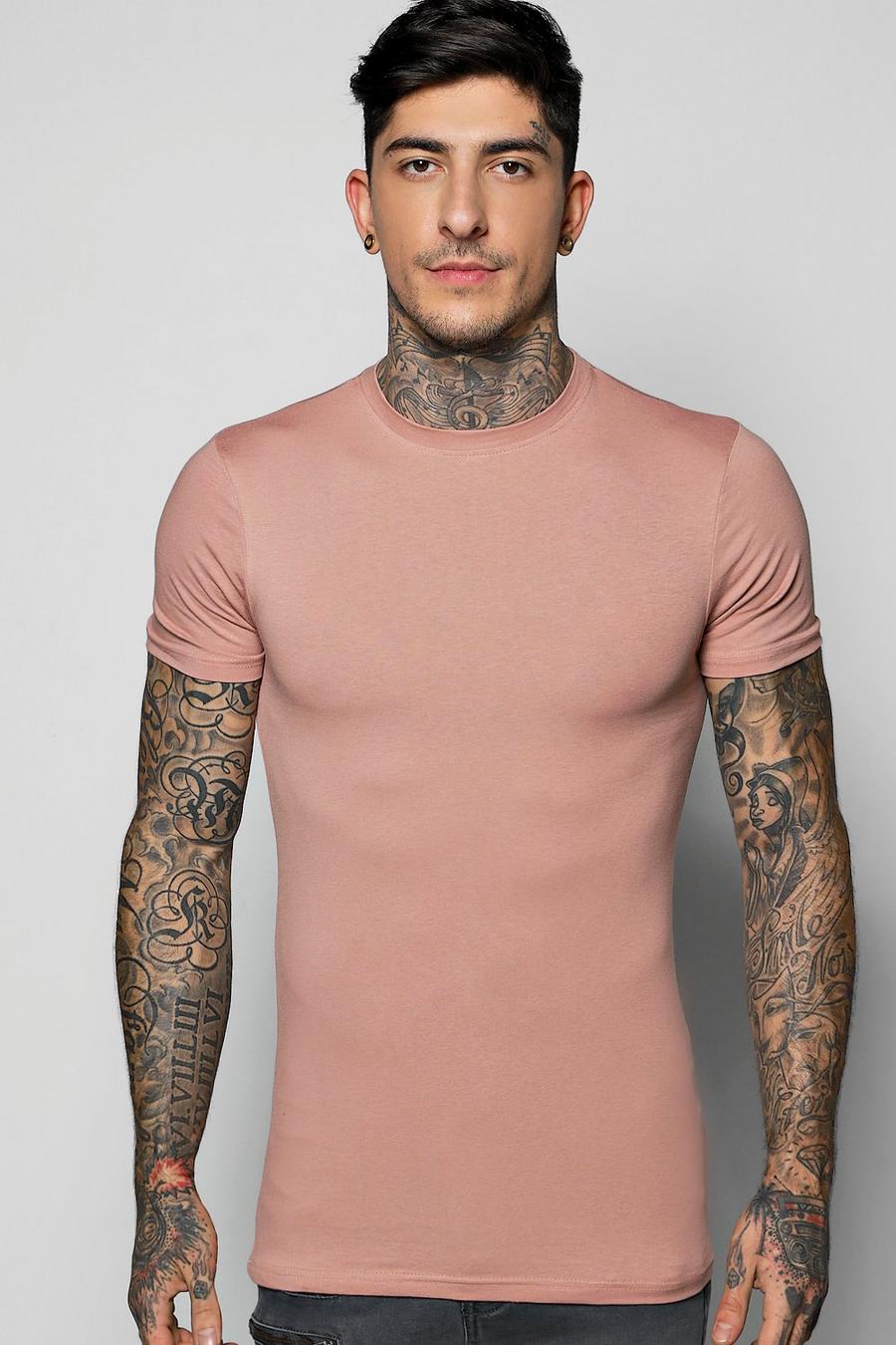 Pink Muscle Fit Crew Neck T Shirt image number 1