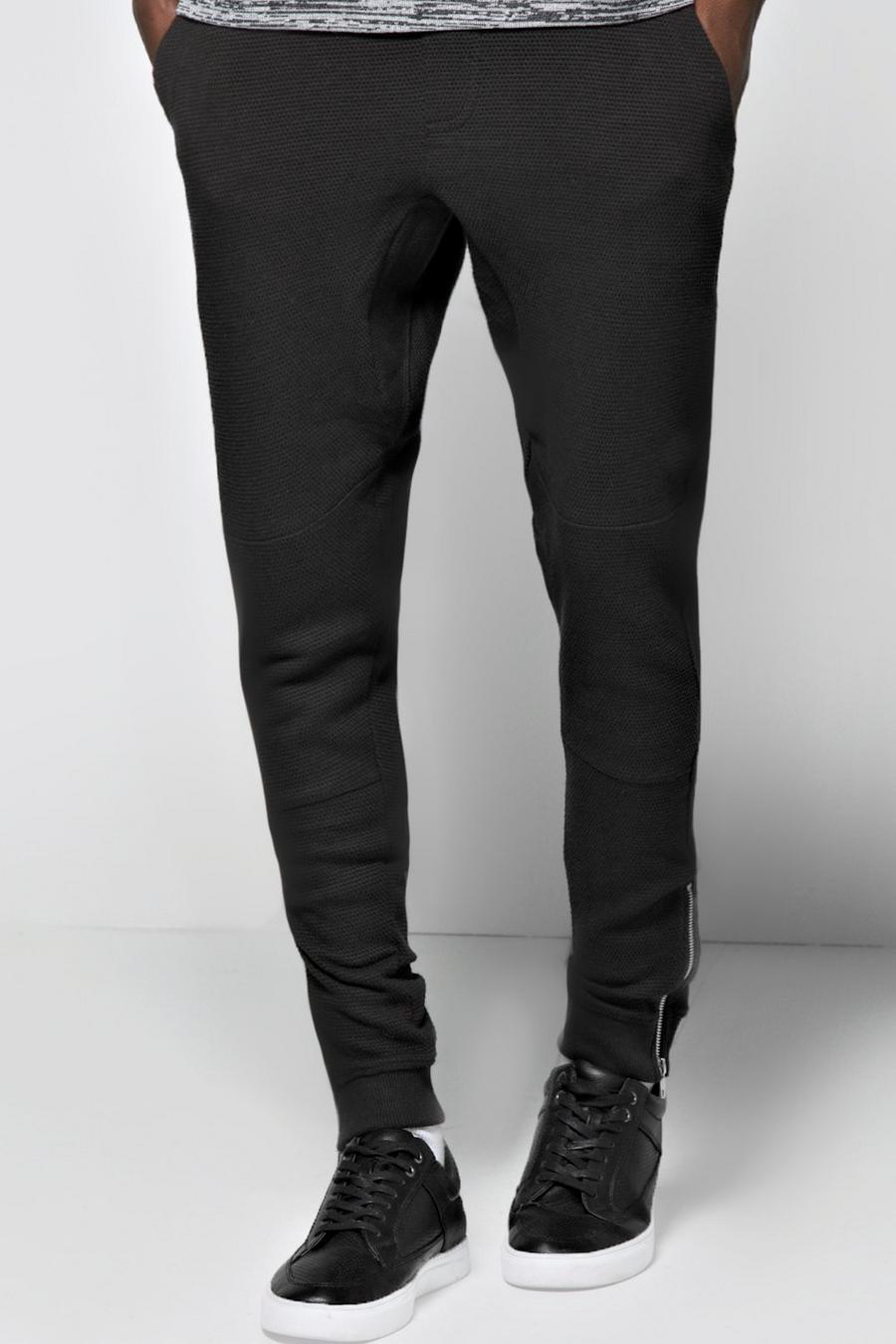 Black Skinny Joggers With Ankle Zips image number 1