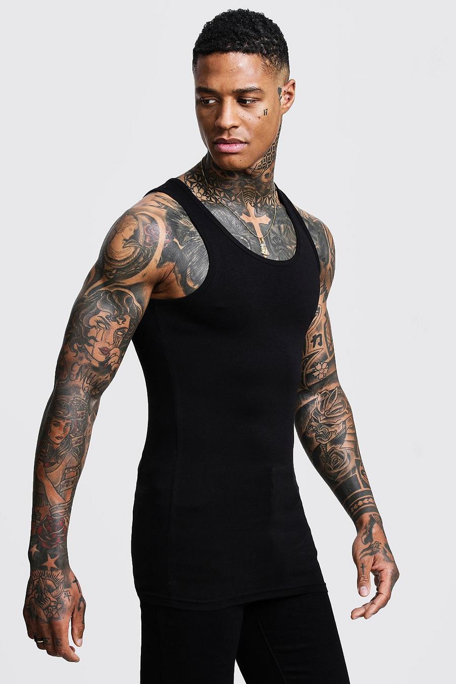 Black Muscle Fit Tank Top image number 1