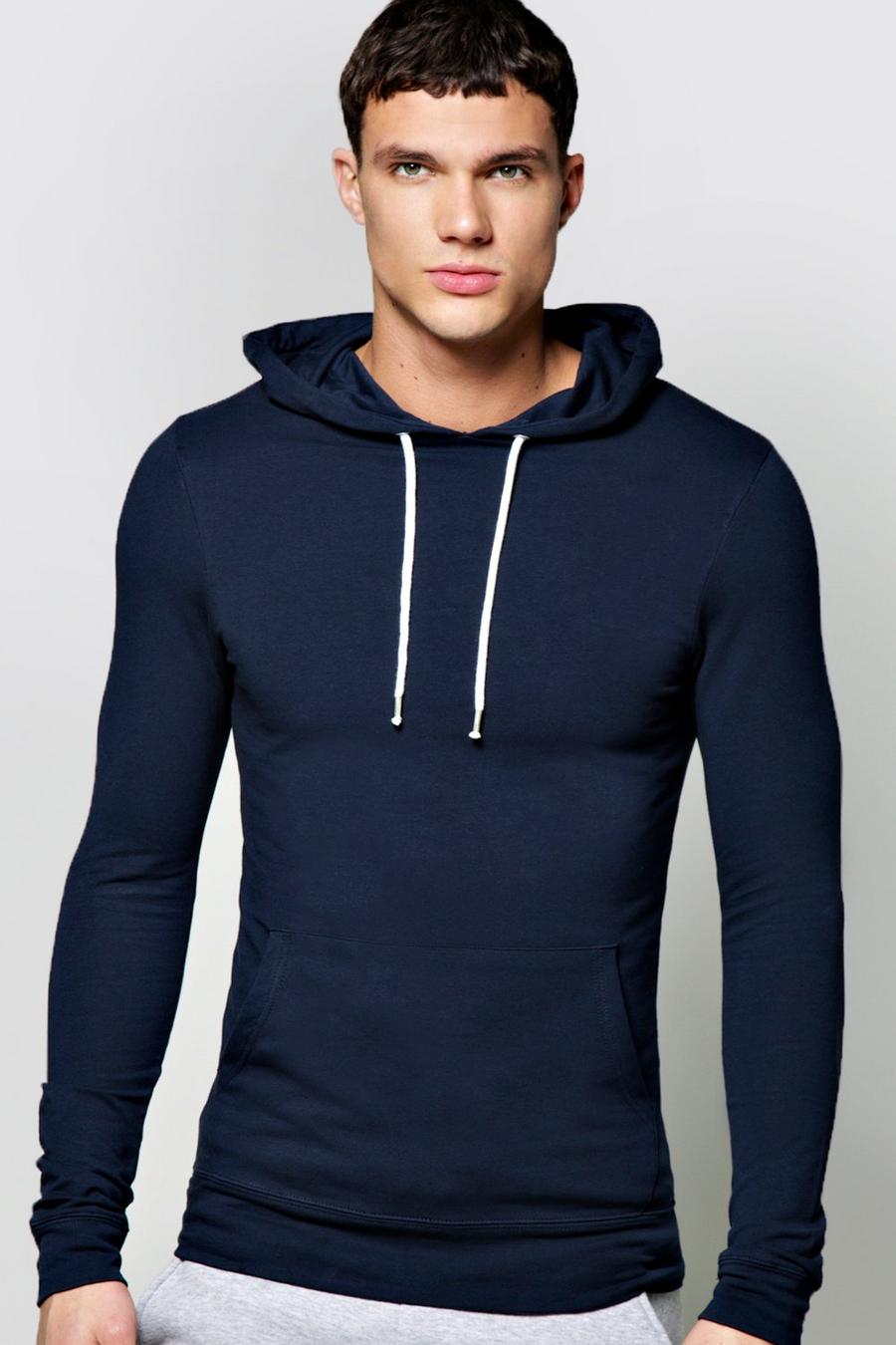 Navy Muscle Fit Over The Head Hoodie image number 1