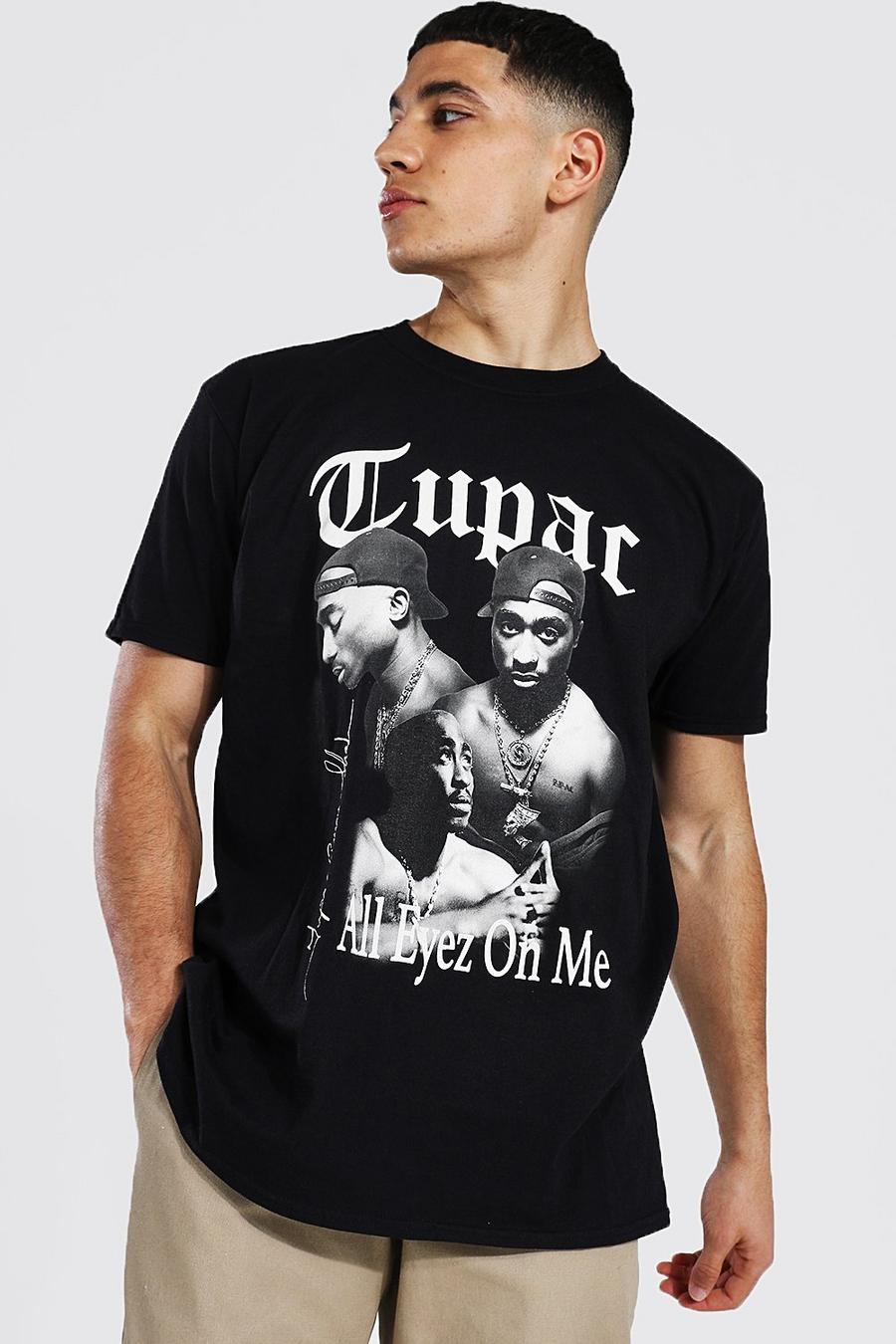 T-shirt oversize ufficiale tributo a Tupac, Nero image number 1