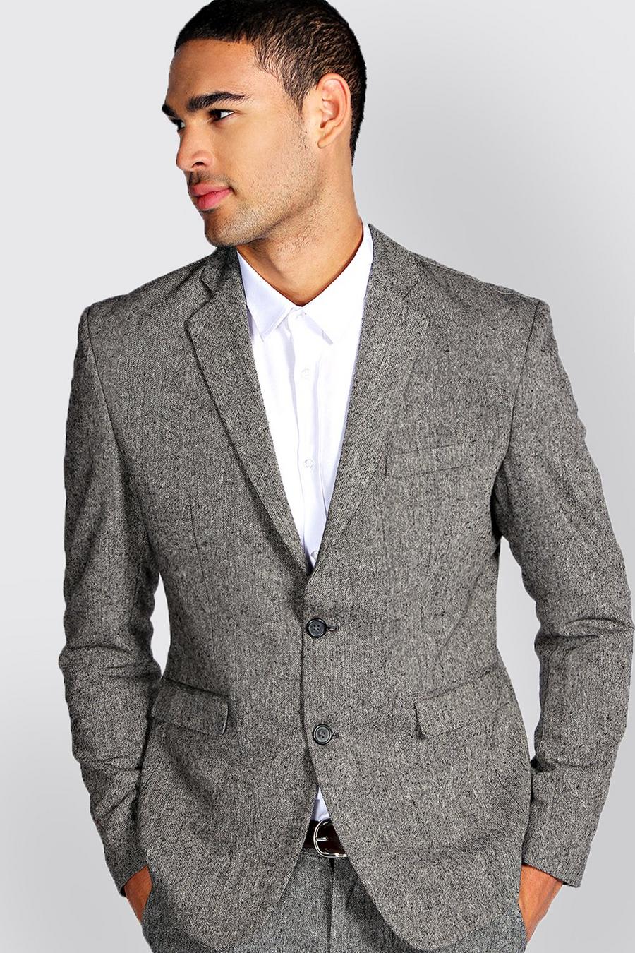 Schmal geschnittener Tweed-Blazer, Grau image number 1
