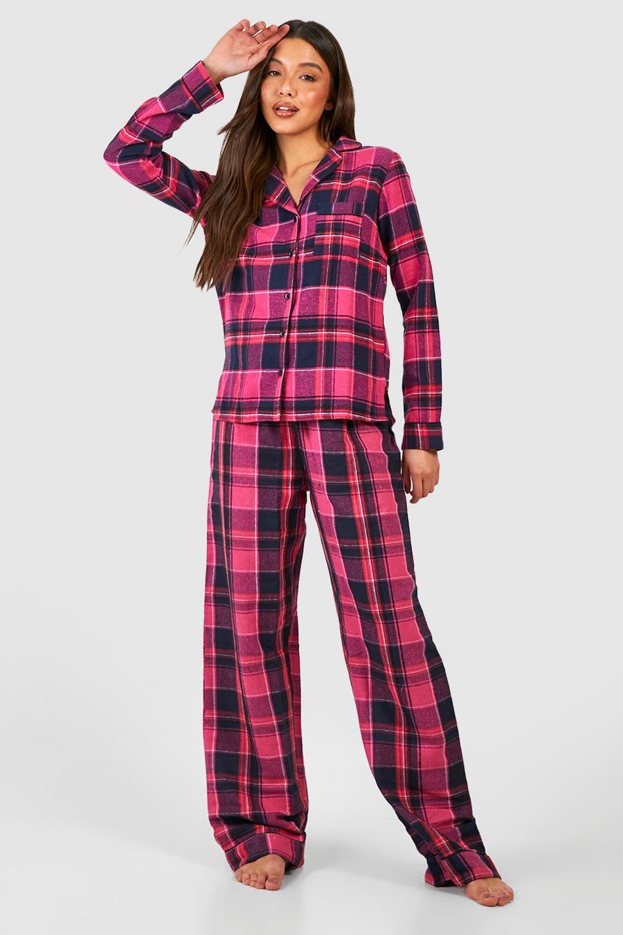 Pink Mixa & Matcha Rutiga pyjamasbyxor i flanell