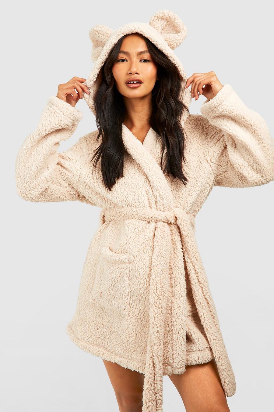 Taupe Super Soft Hooded Fleece Robe