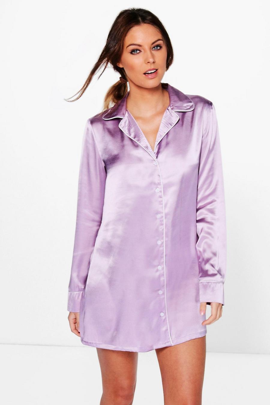 Lilas Isabella Satin Night Shirt Dress image number 1