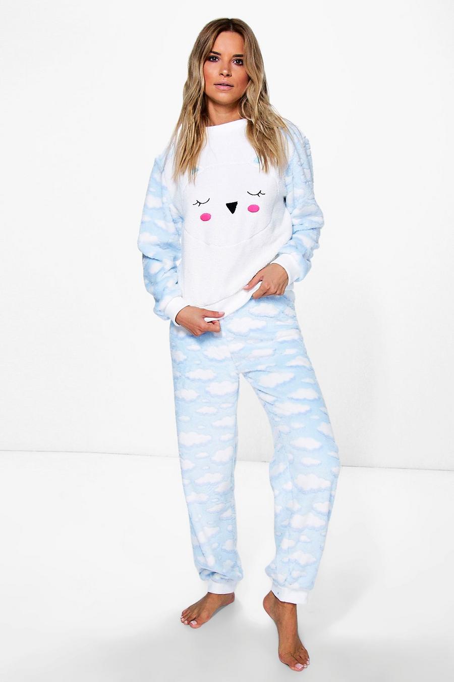 Nancy Cloud Print Fleece Trouser PJ Set image number 1