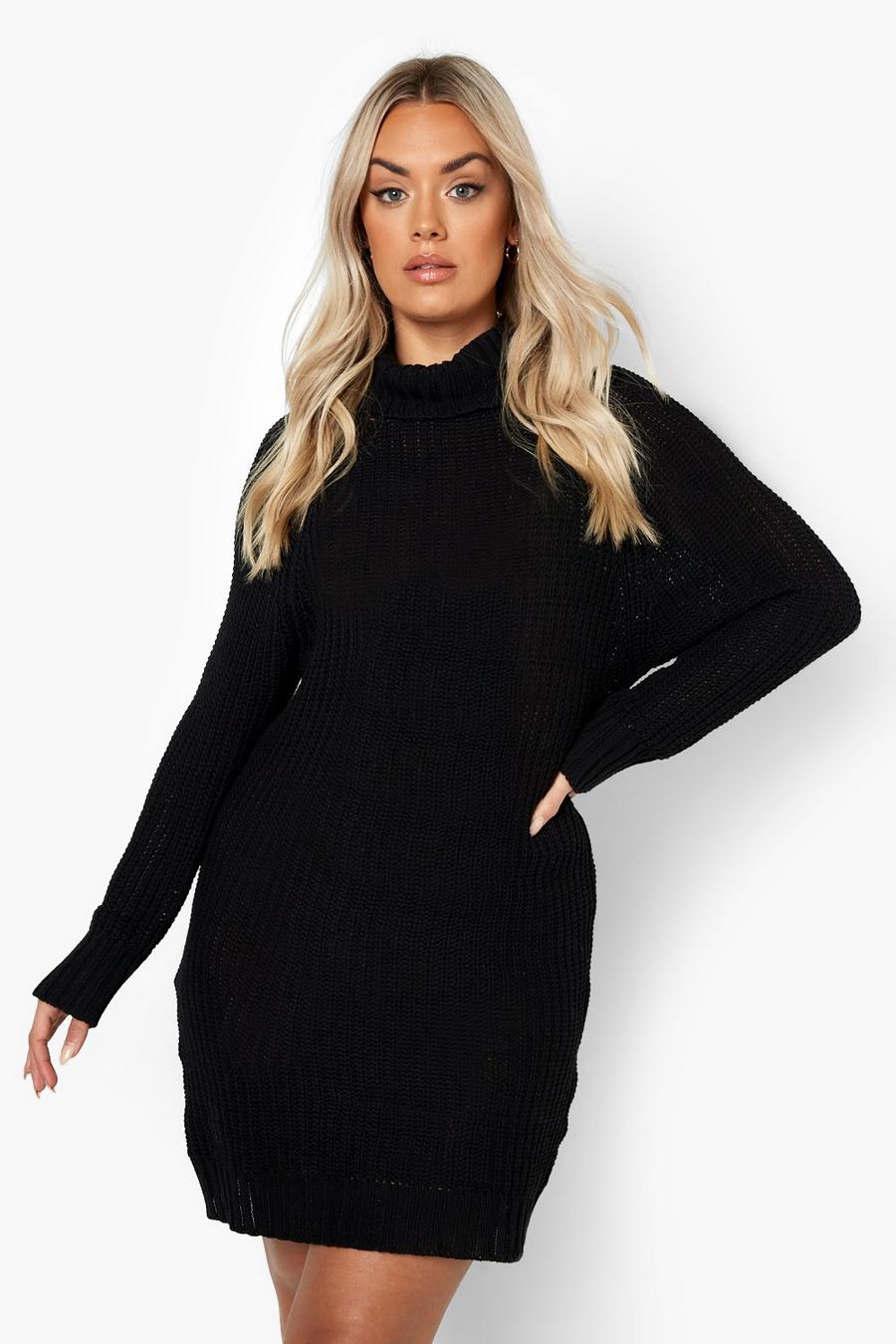 Black Plus Turtleneck Sweater Dress