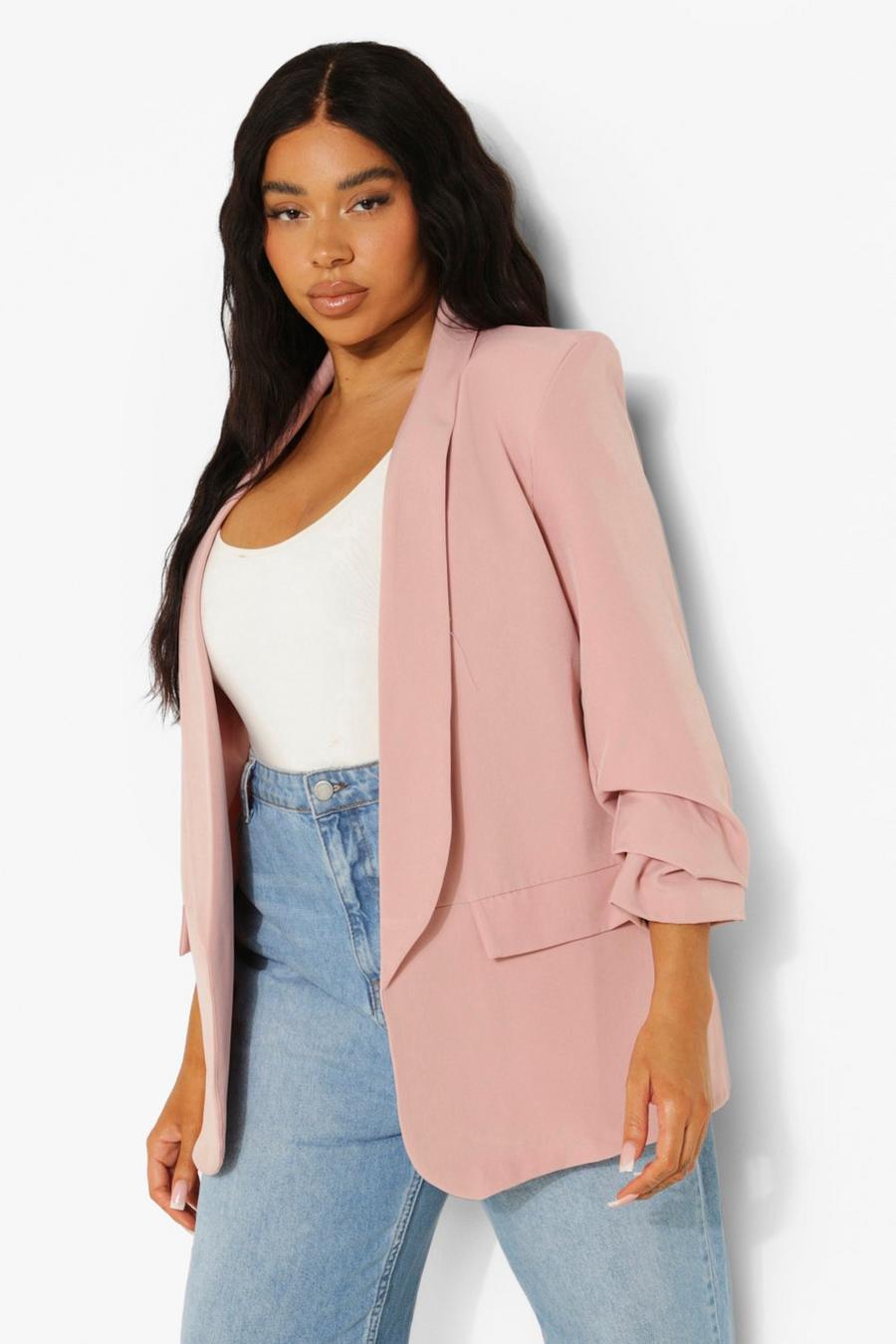 Rose Plus Stretch Woven Ruched Sleeve Blazer image number 1