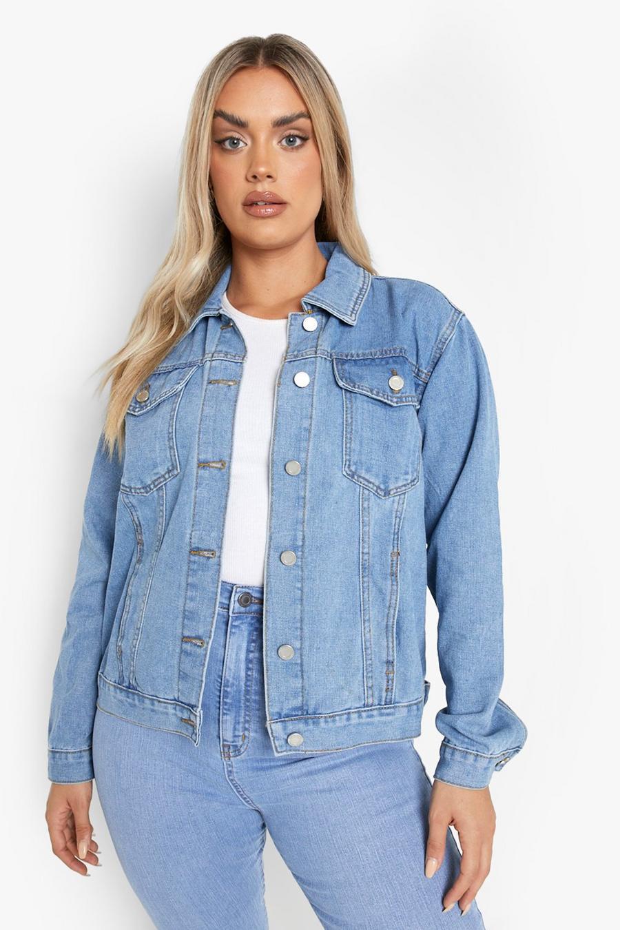 Giacca in denim Plus Size stile Western, Mid wash image number 1