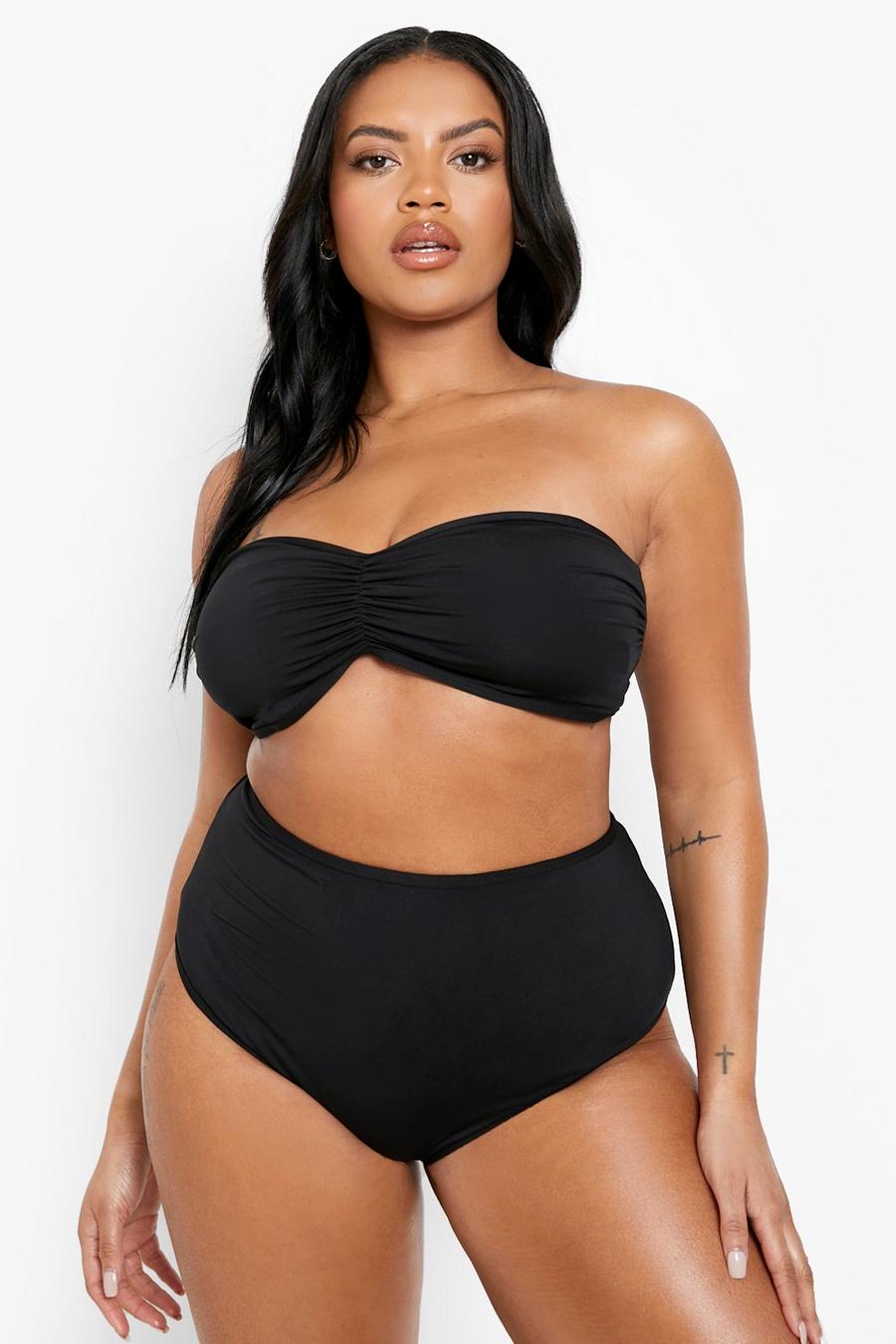 Set bikini Plus Size a fascia a vita alta, Black