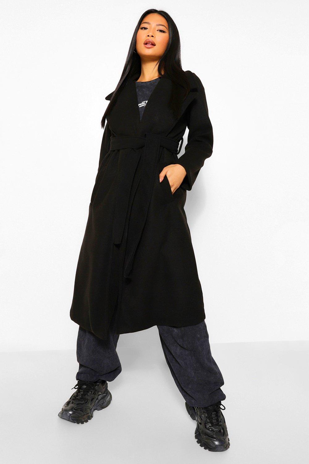 COATS & JACKETS Petite Longline Wool Look Belted Coat