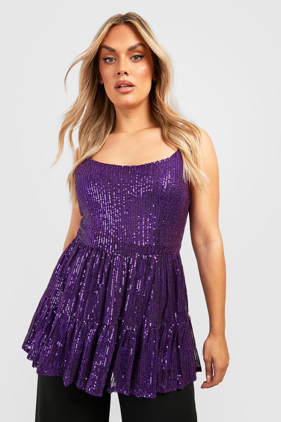 Purple Plus Sequin Tiered Cami Top