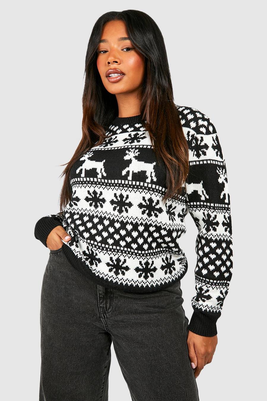 Plus Weihnachts-Pullover mit Rentier und Schneeflocken image number 1