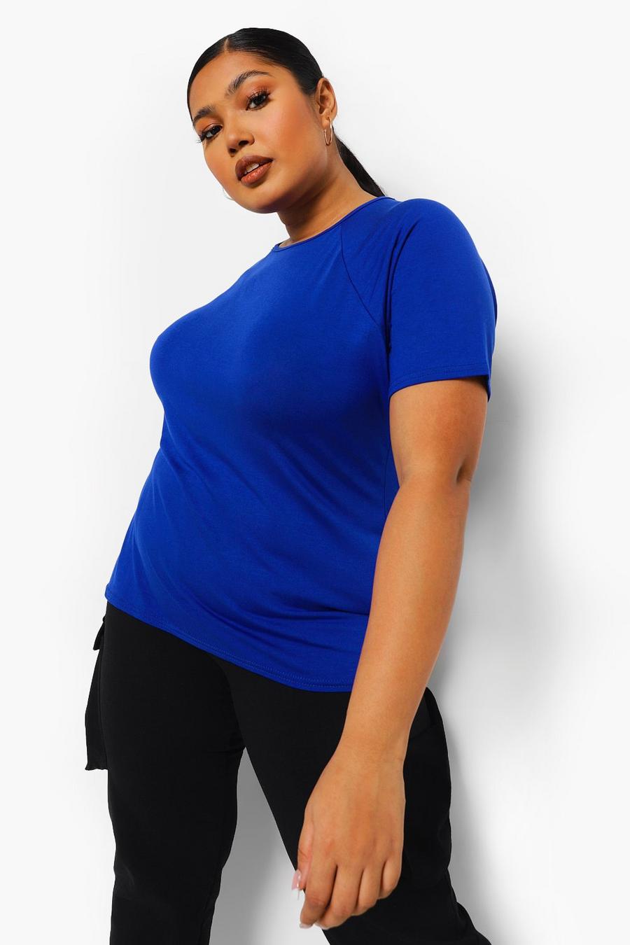 Cobalt blue Plus Activewear Jersey Gym T-Shirt