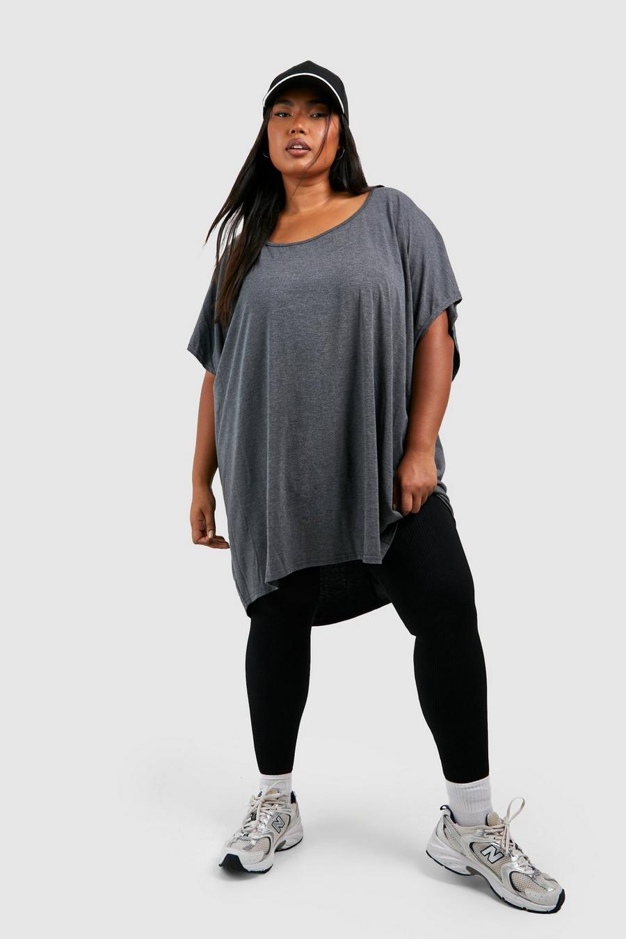 Charcoal Plus Basic Oversize t-shirt med ojämn kant