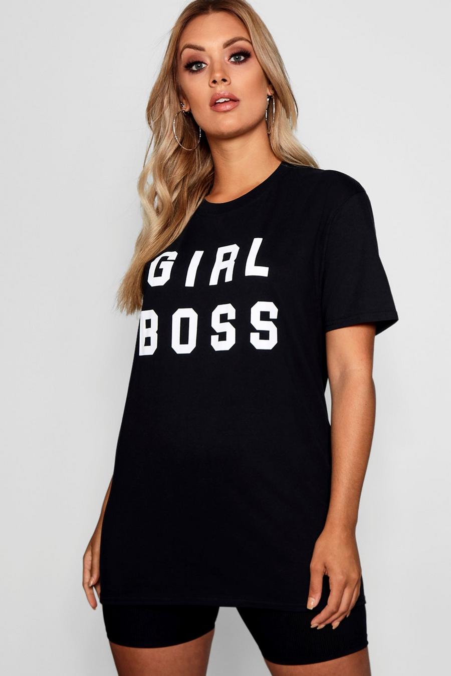 Black Plus Oversized Girl Boss T-Shirt image number 1