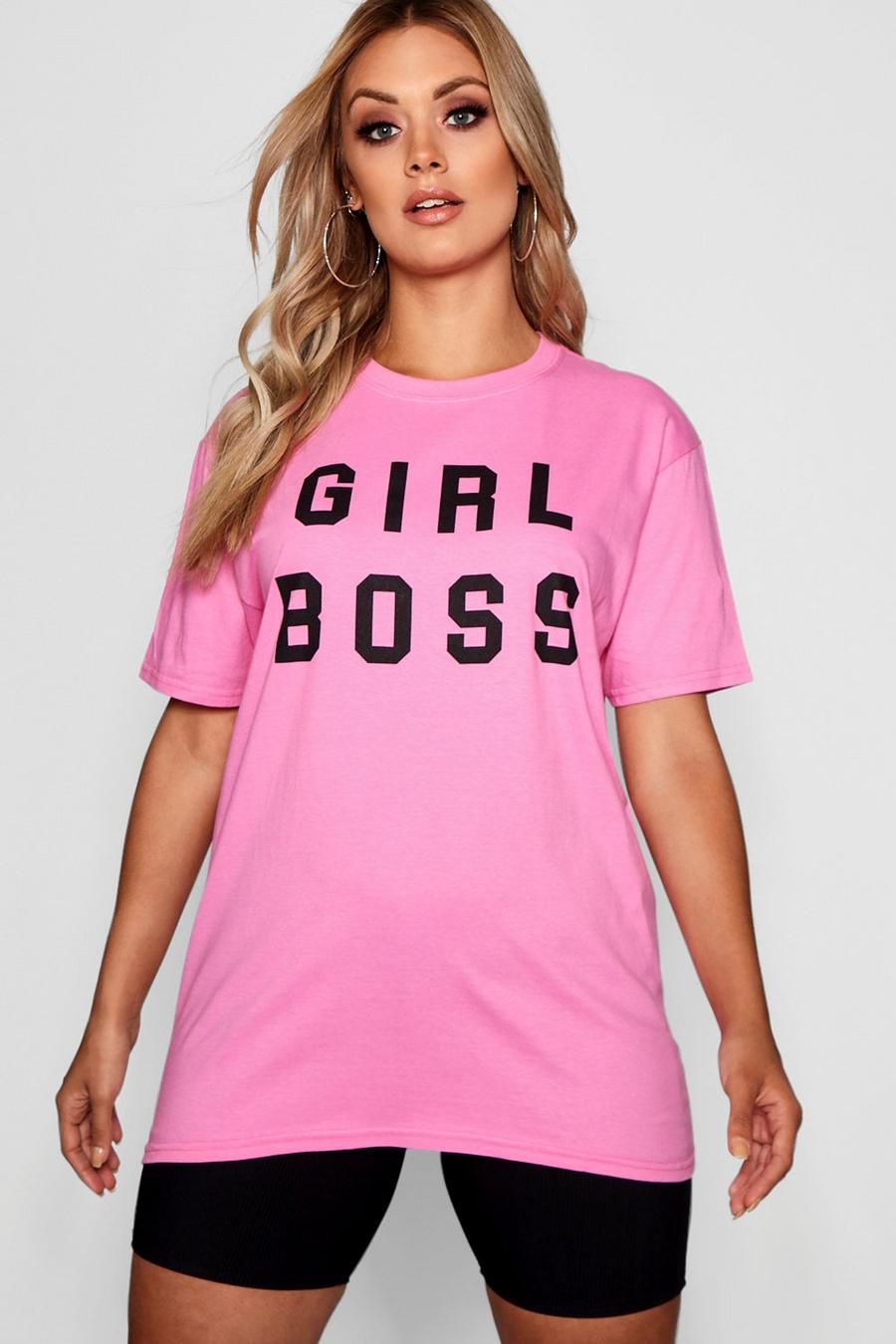 Plus Girl Boss übergroßes T-Shirt, Rosa image number 1