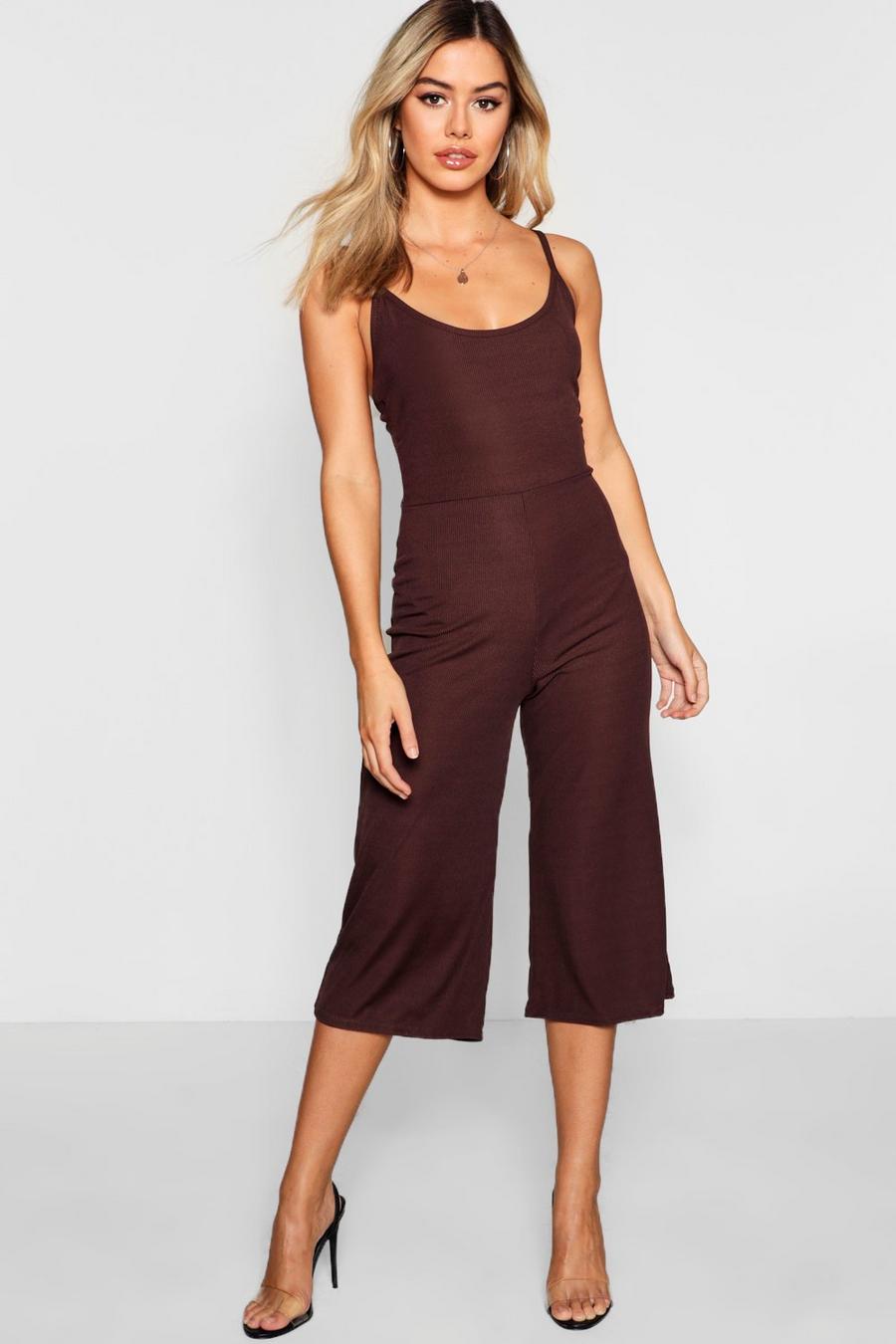 Petite Rib Strappy Culotte Jumpsuit image number 1