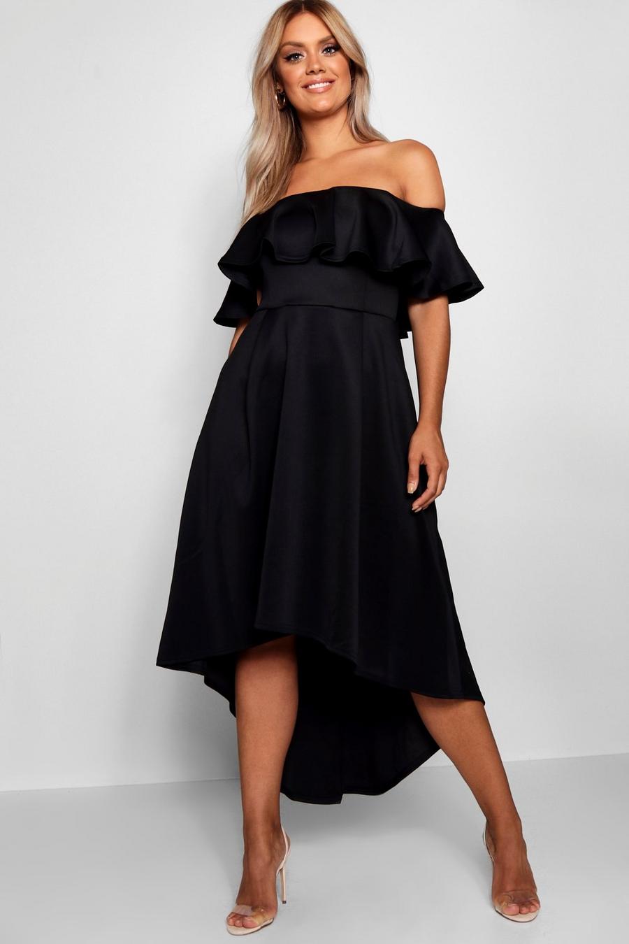 Black Plus Liz Off Shoulder Dropped Hem Midaxi Dress image number 1