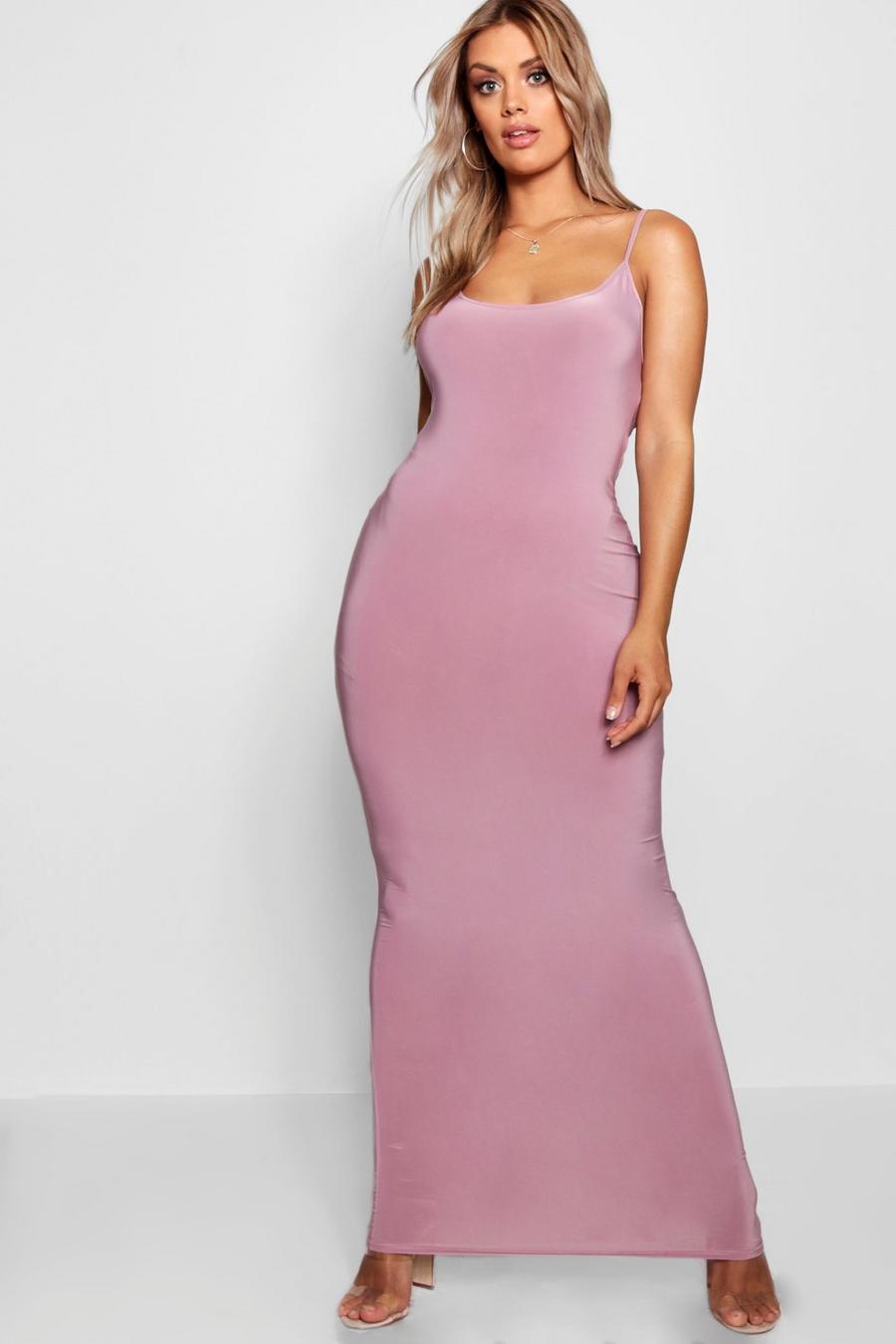 Mauve Plus Slinky Strappy Maxi Dress image number 1