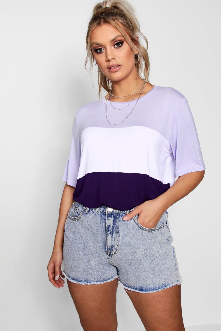 Lilac Plus Colour Block T Shirt image number 1