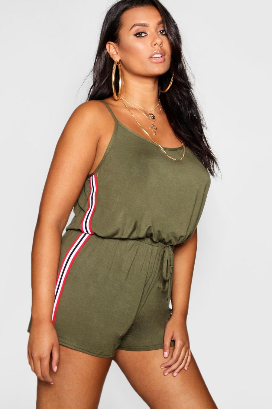 Plus Sports Stripe Romper image number 1