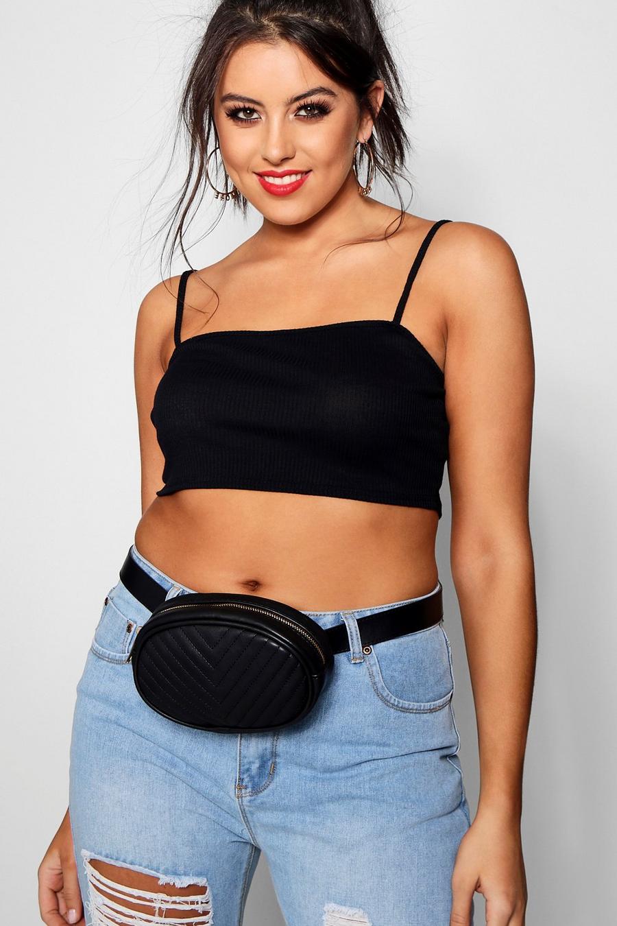 Black Plus Quilted Belted Fanny Pack image number 1