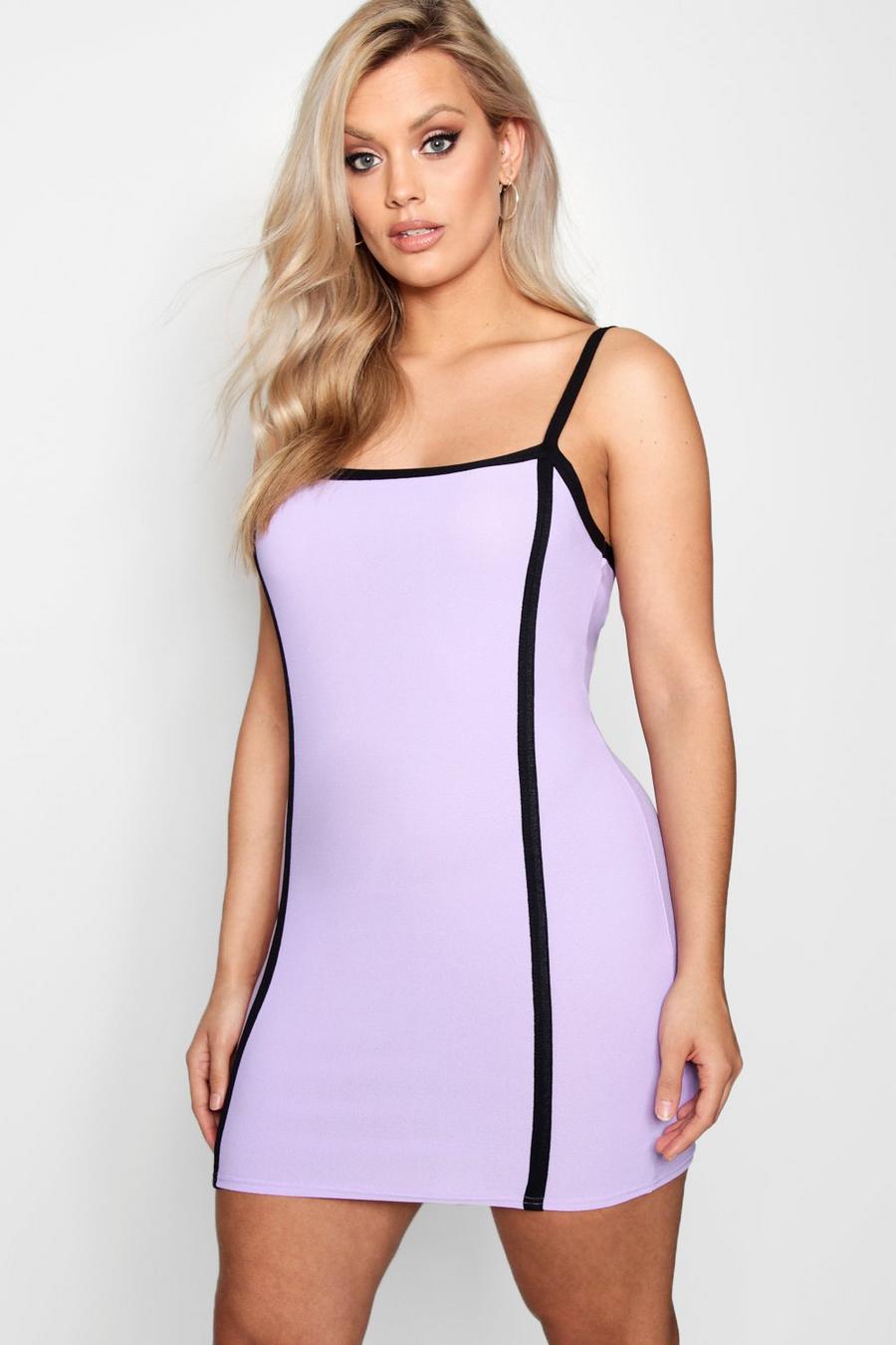 Lilac Plus Contrasterende Bodycon Jurk image number 1