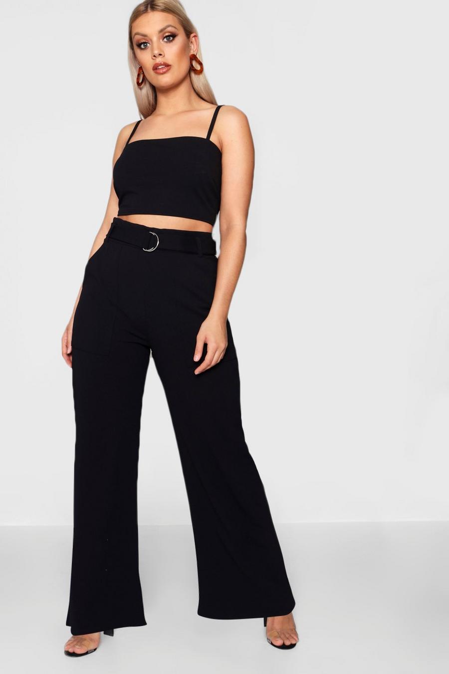 Plus Crepe Crop Top + Tailored Pants Co-Ord image number 1