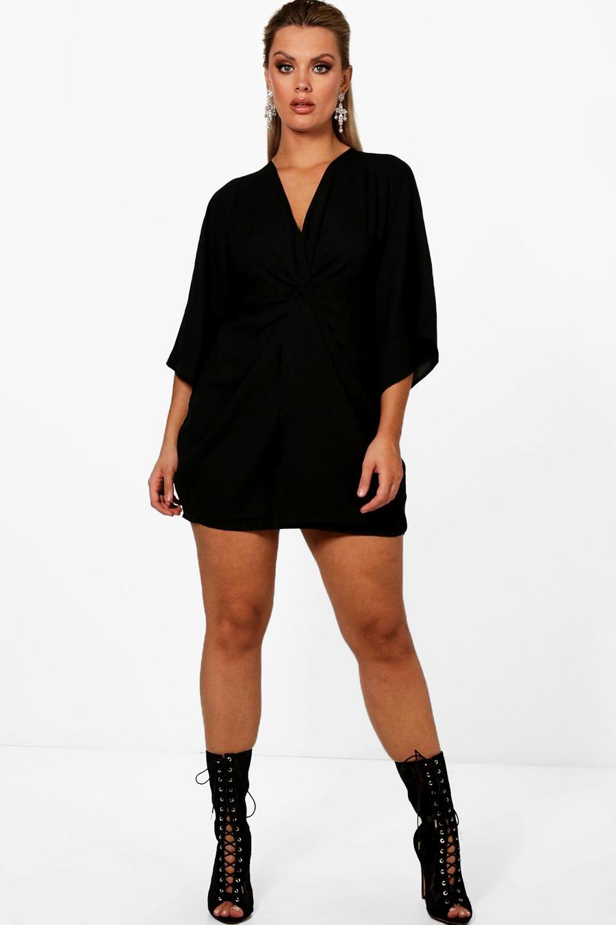 Black Plus - Klänning med trekvartsärm och knytdetalj image number 1