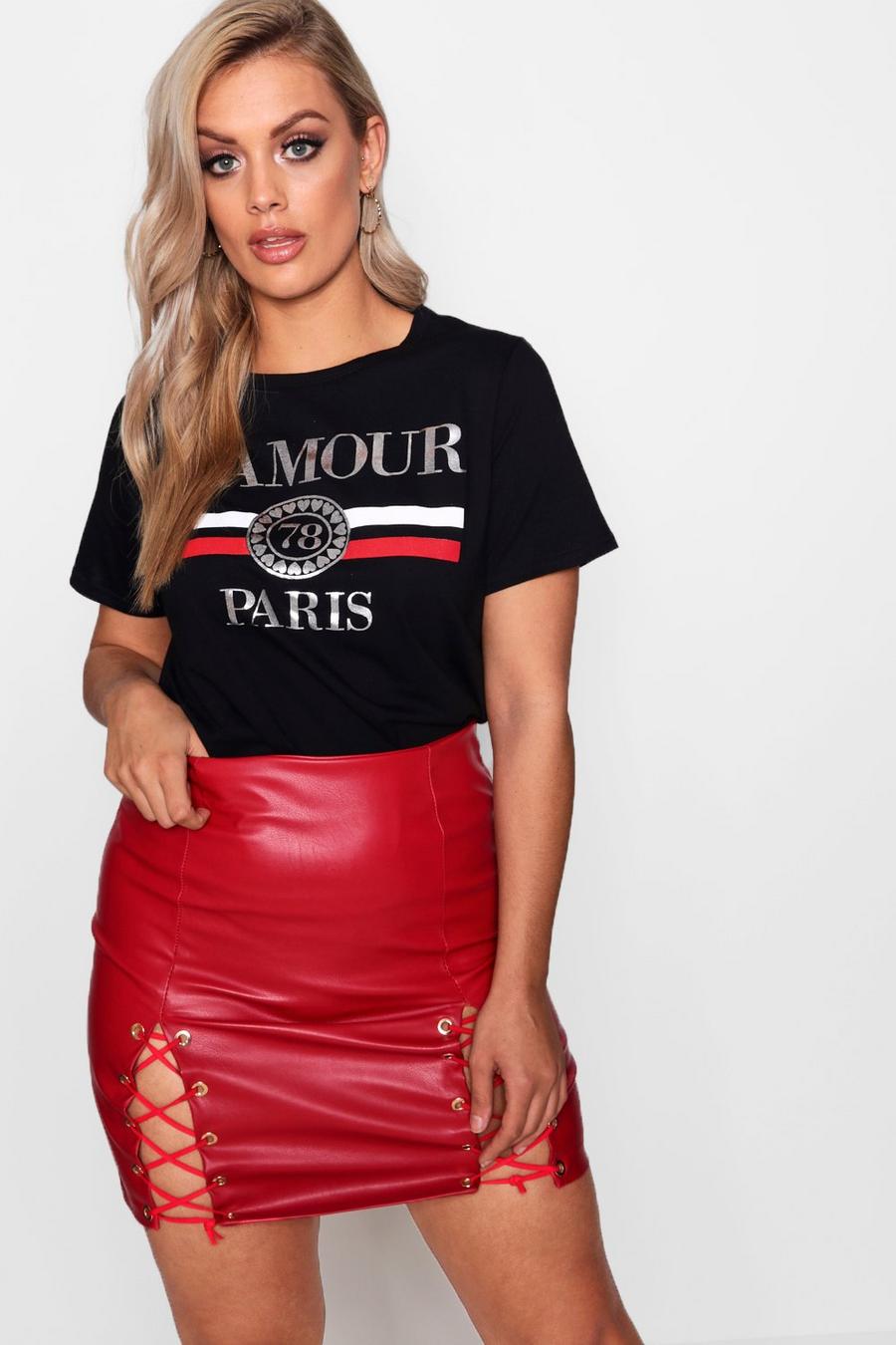 T-shirt à slogan L’Amour Paris Plus, Noir image number 1
