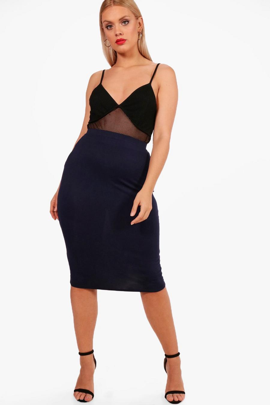 Navy Plus Midi Tube Skirt image number 1