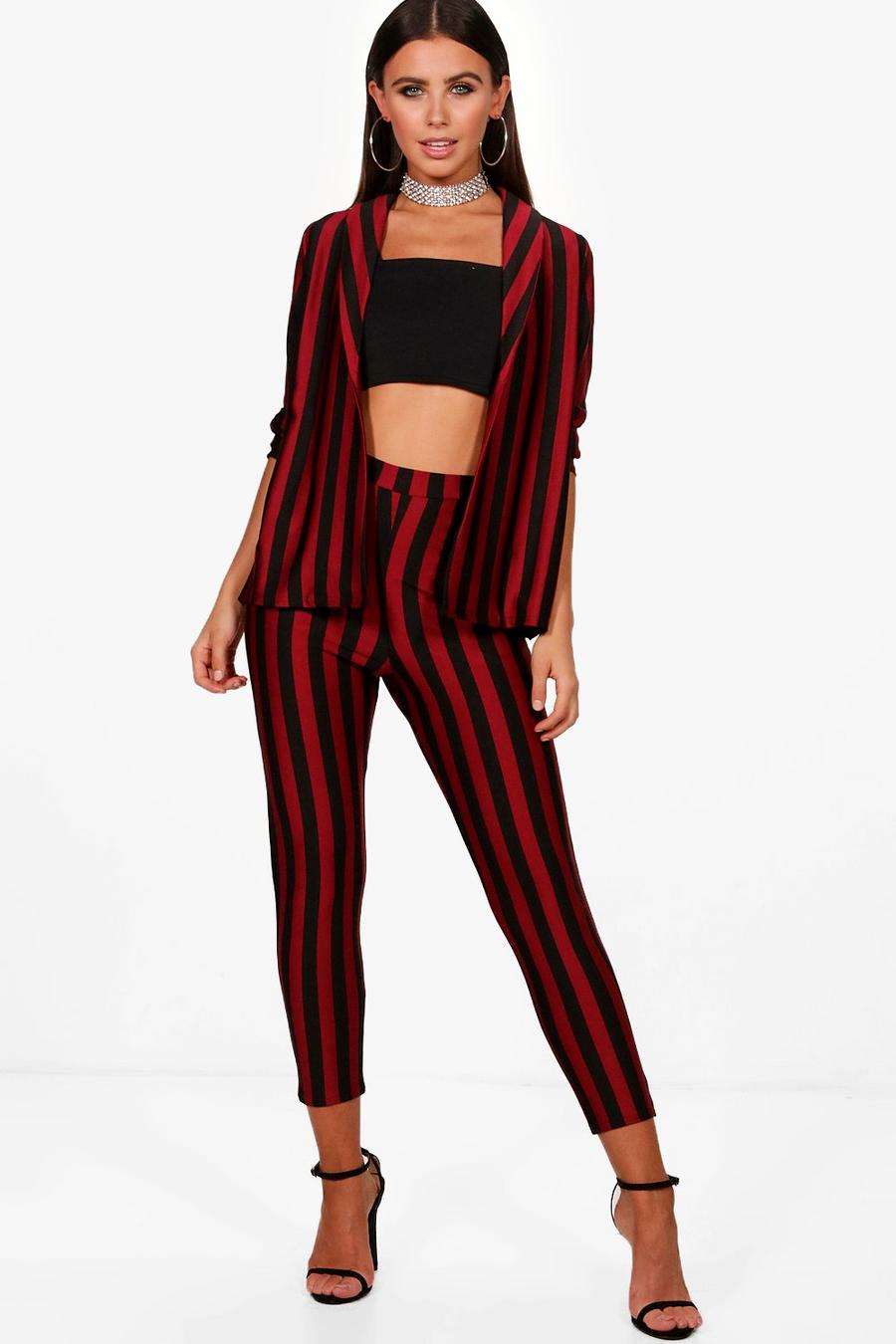 Berry Petite Paige Stripe Co-Ord Cigarette Trouser image number 1
