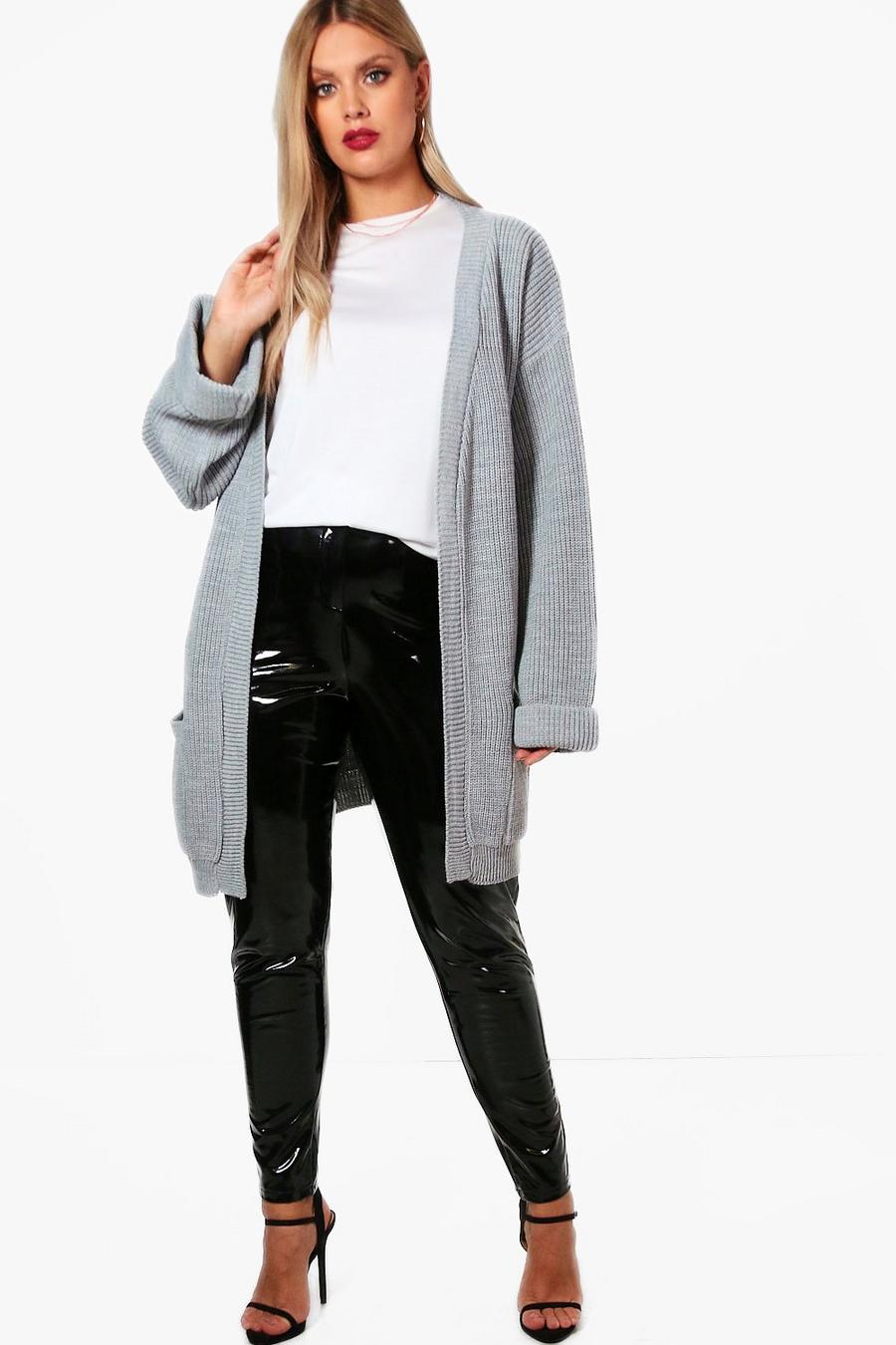 Cardigan Plus Size oversize in maglia spessa, Grey