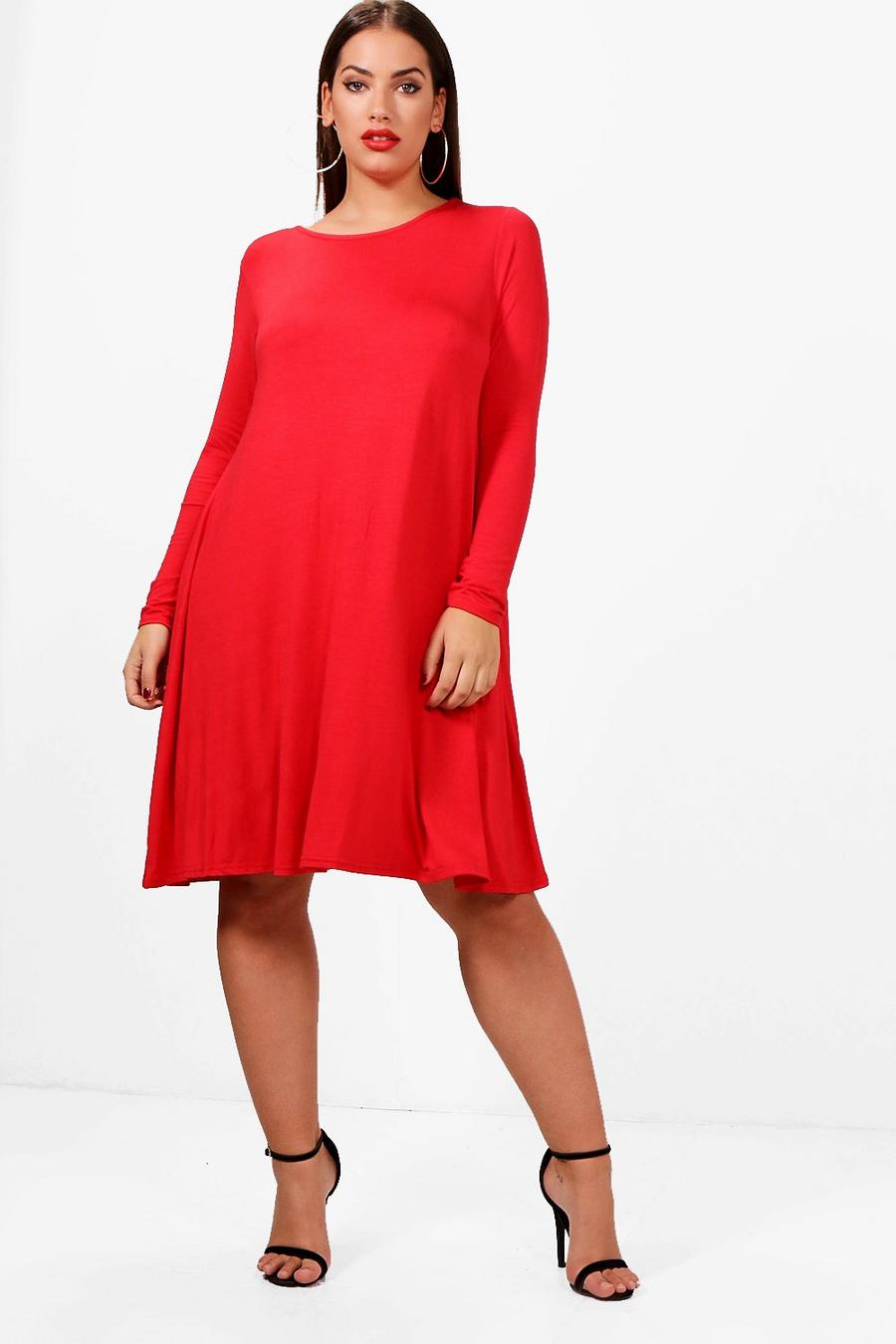 Plus ausgestelltes Kleid, Rot image number 1