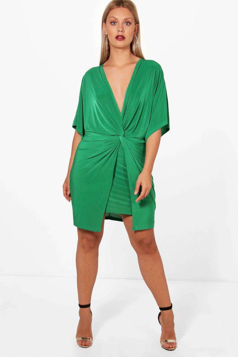 Evergreen Plus - Bodyconklänning med knytdetalj och kimonoärm image number 1