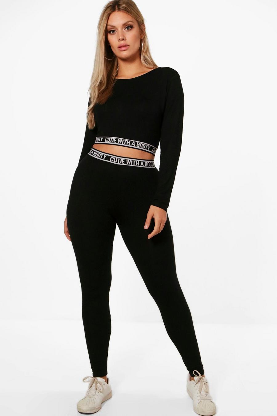 Black Plus  Cutie With A Booty Loungewear Set image number 1