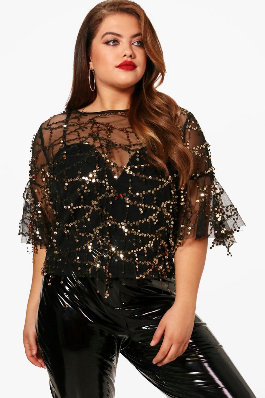 Black Plus Sequin Shell Top image number 1