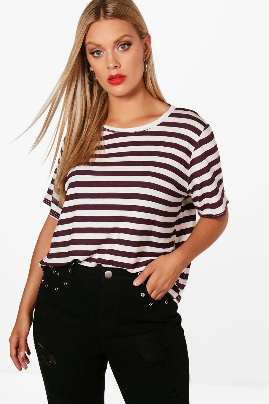 Purple Plus Jersey Stripe T Shirt image number 1