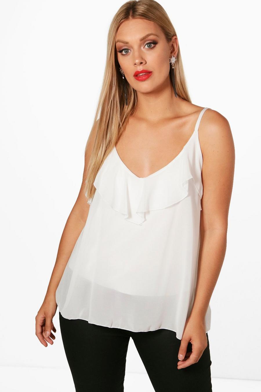 Ivory Plus Ruffle Detail Swing Cami Top image number 1