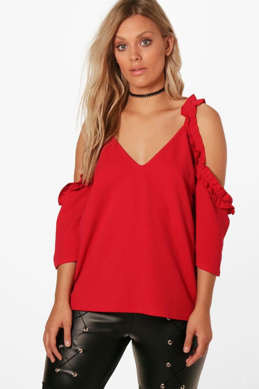 Plus Ruffle Cold Shoulder Cami Top image number 1