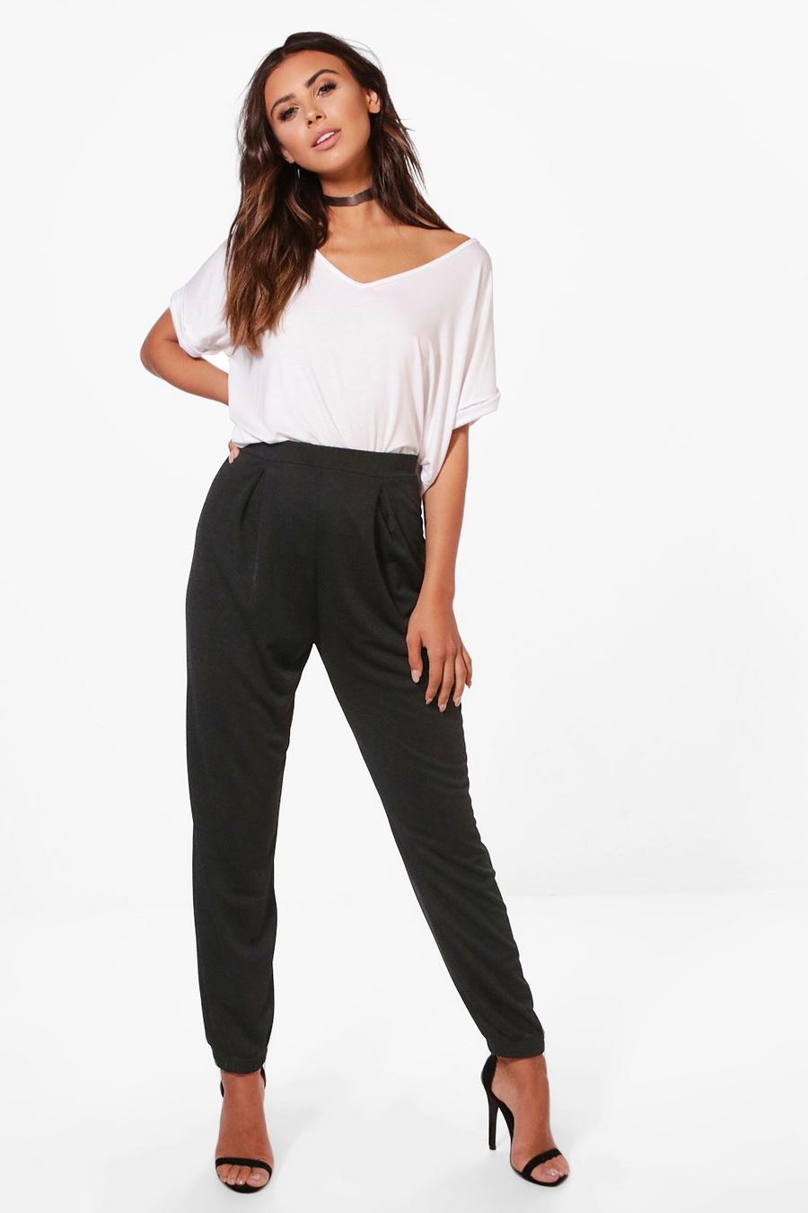 Black Petite Tapered Loose Fit Pants image number 1