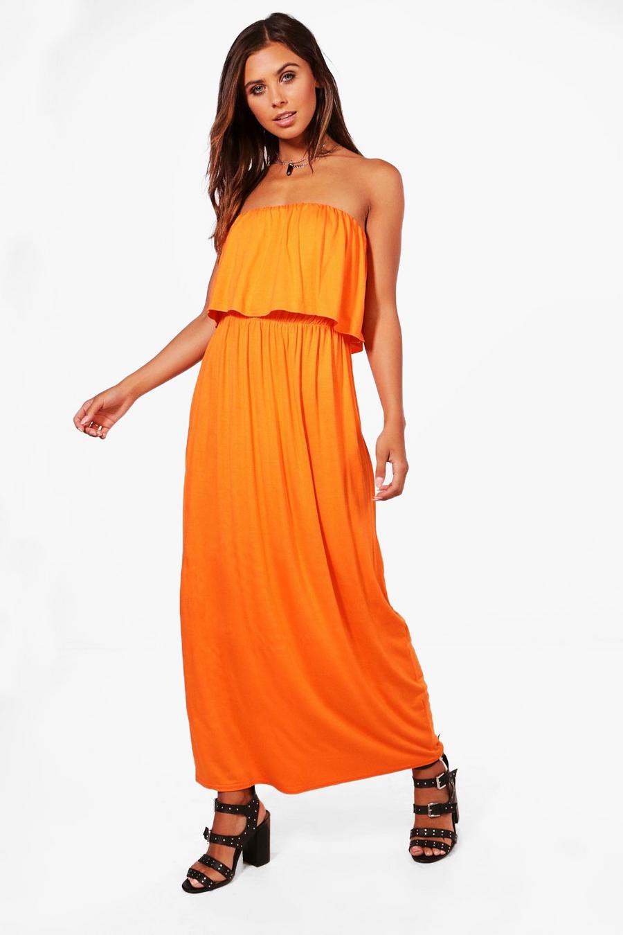 Orange Petite Casey Bandeau Maxi Dress image number 1