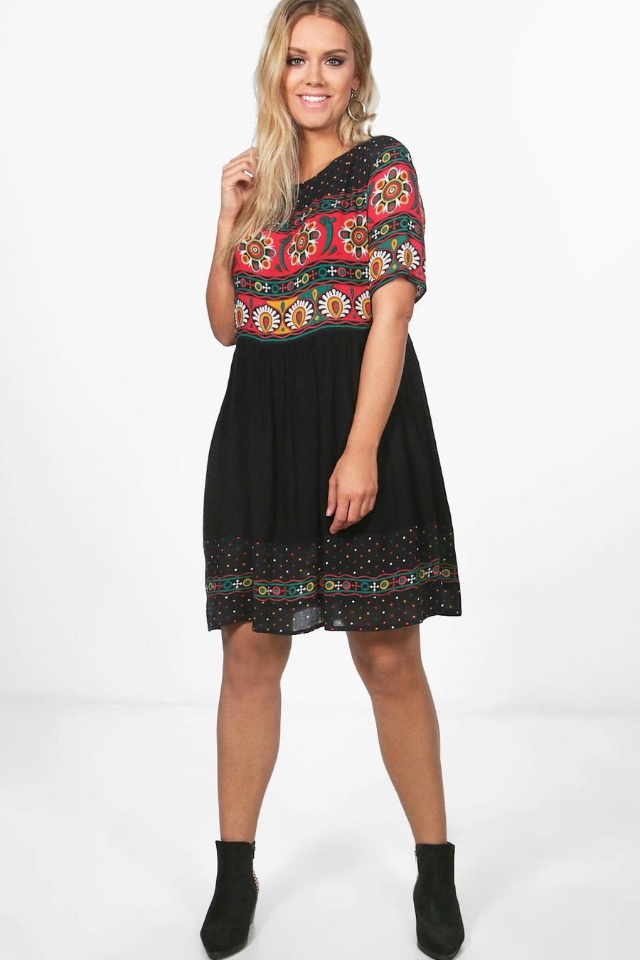 Multi Plus Retro Print Midi Dress image number 1