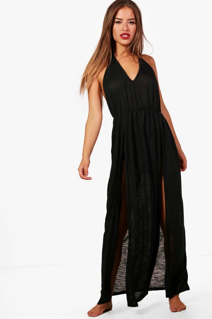 Black Petite Alison Maxi Beach Cover-Up Dress image number 1