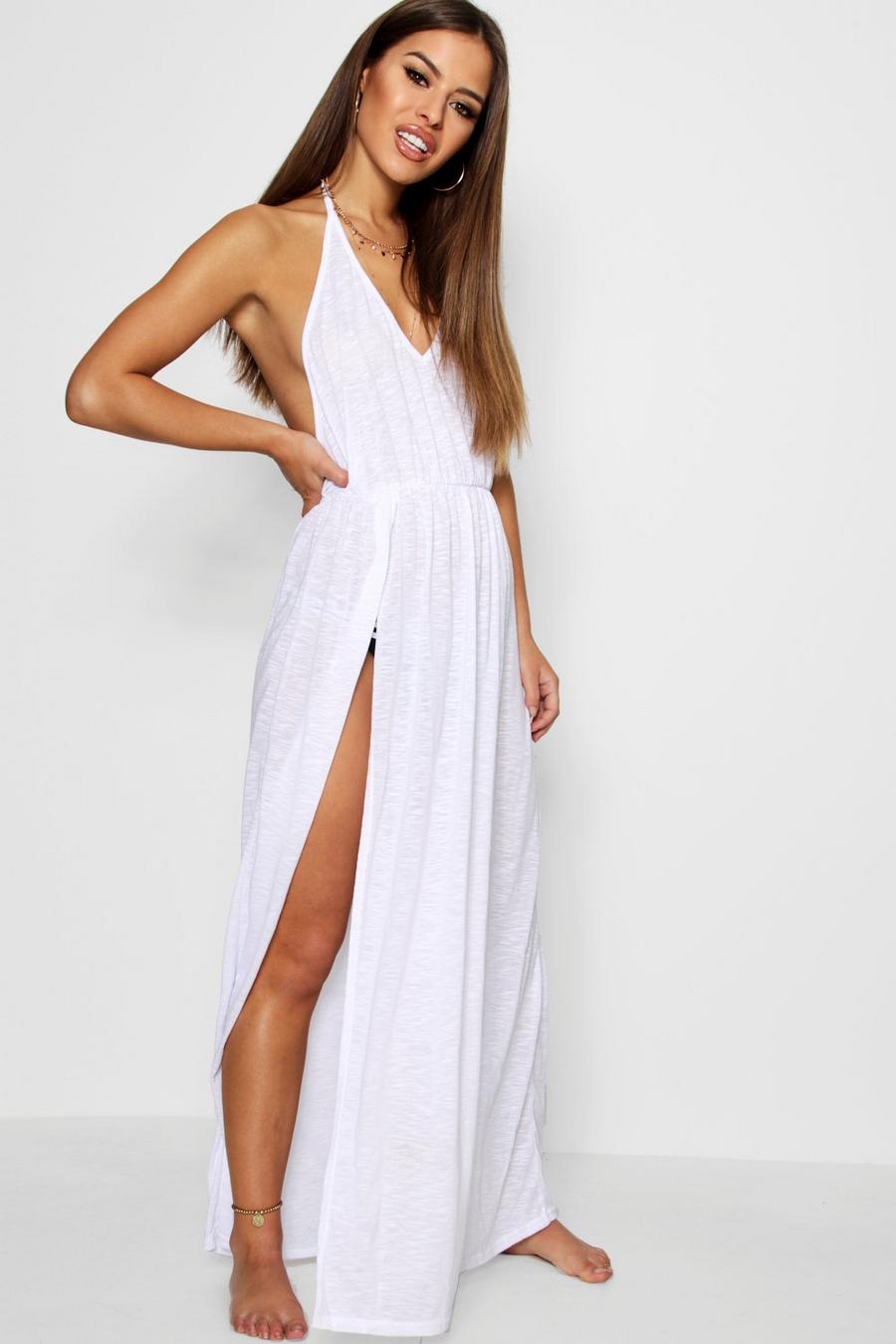 White Petite Alison Maxi Beach Cover-Up Dress image number 1