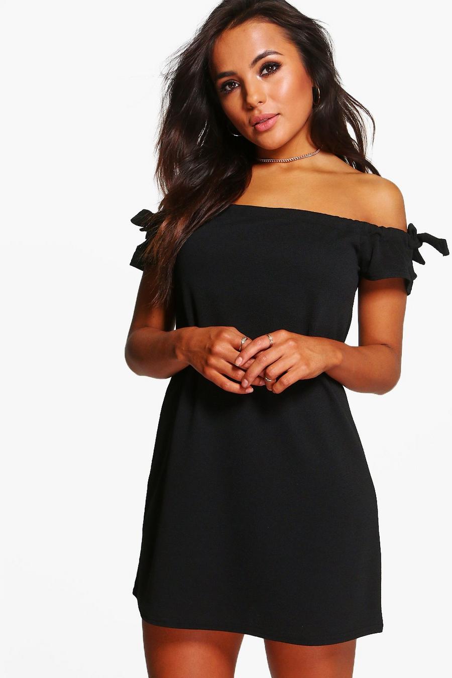 Petite Lacy Off The Shoulder Tie Sleeve Shift Dress image number 1