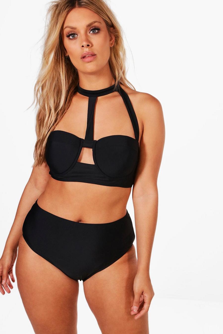 Plus  Choker Strap High Waist Bikini image number 1