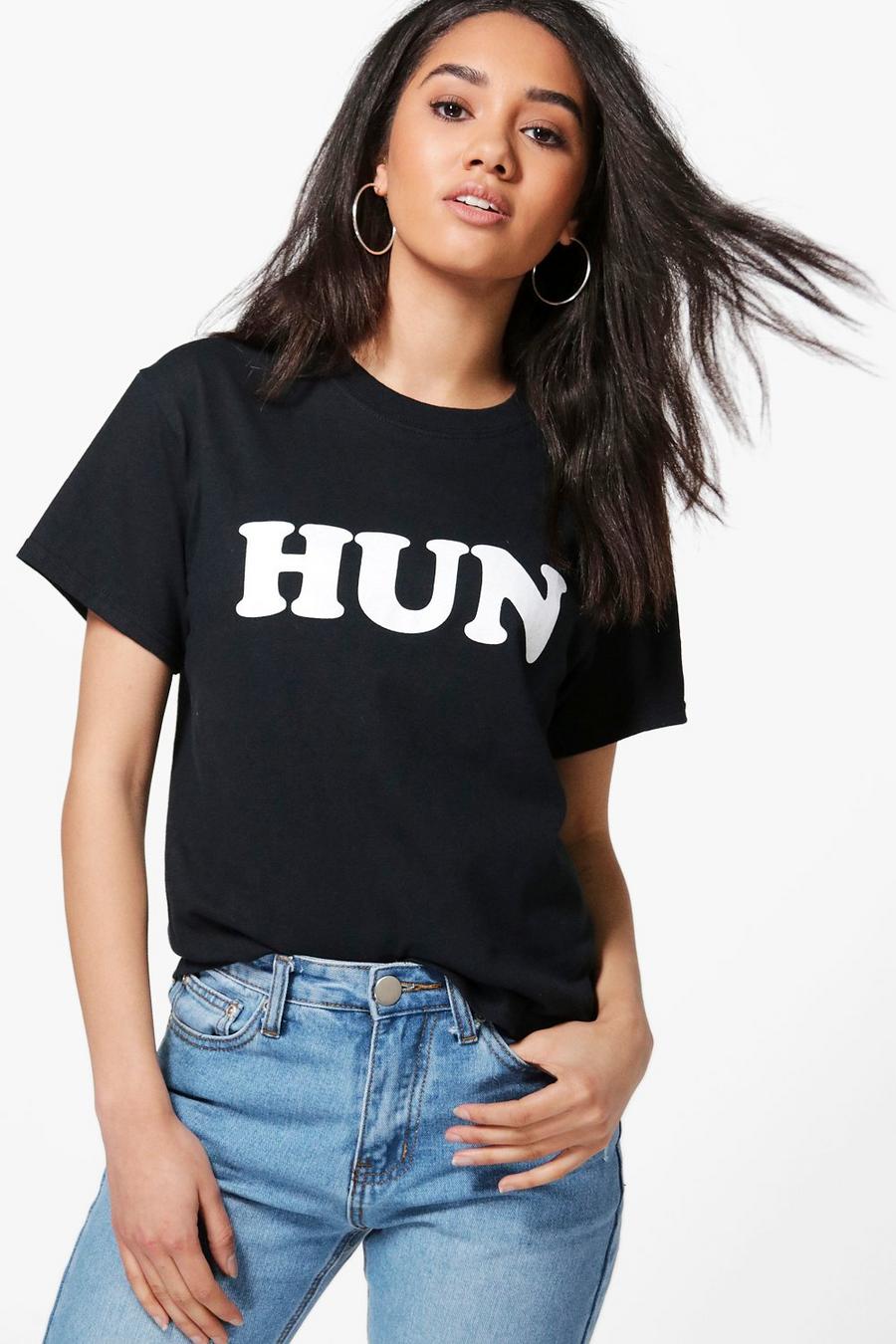 petite frankie maglietta con slogan "hun" image number 1